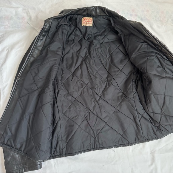 Vintage 1940’s Fidelity SPortswear Steerhide Leather black racer biker jacket - Picture 6 of 16